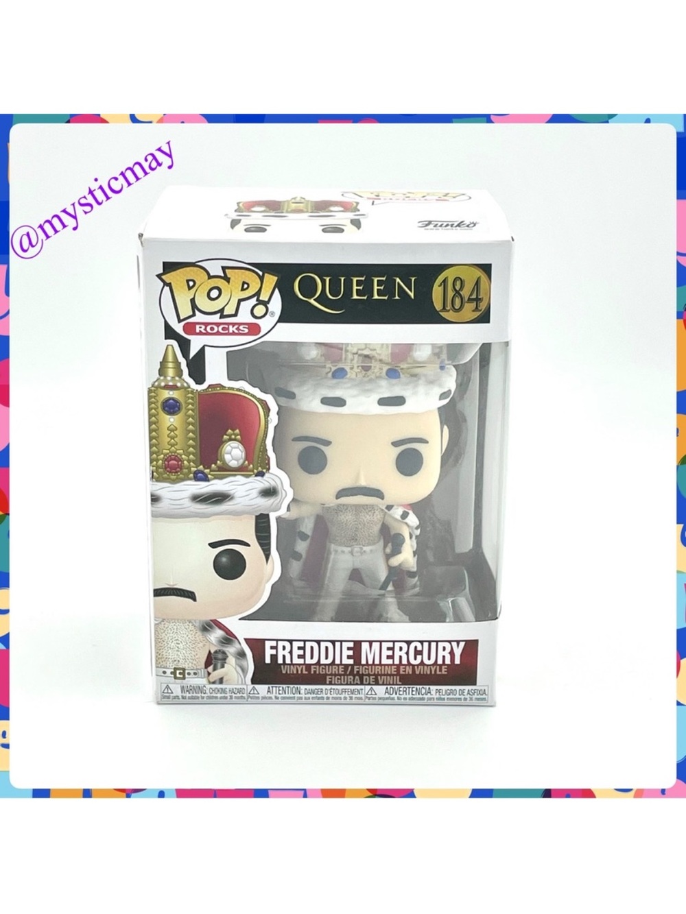 2021 Funko Pop Rocks QUEEN 184 FREDDIE MERCURY Figure w Crown and Cape in Box